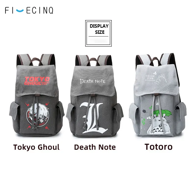 

Student Anime Shoulder Bag NARUTO Attack On Titan Totoro Death Note Tokyo Ghoul Backpack Adult Men Cool Fashion Raveling Bag