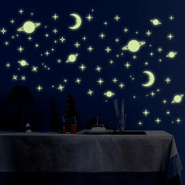 

[Fundecor] DIY Universe Stars glow in the dark wall sticker for kids rooms baby children bedroom Luminous decal mural home decor