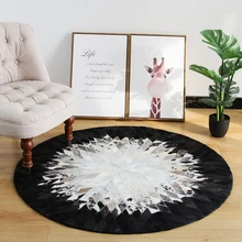 Ручная работа, Воловья кожа, сплайсированный круглый маленький ковер в Северной Европе, компьютерное кресло для учебы, гостиной, Настольный коврик, прикроватный коврик для спальни