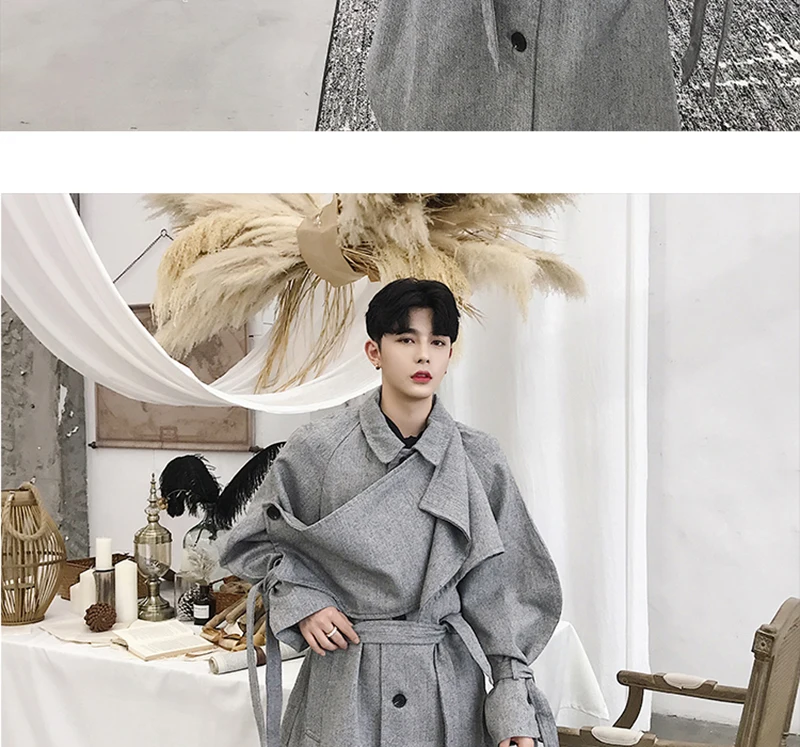  Trench Coat Men Streetwear Punk Rave Gothic Long Jacket  (3)