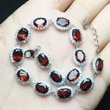 Гранатовый браслет-цепочка,, натуральный гранат, браслеты из стерлингового серебра 925 пробы, 1 карат* 14 шт, драгоценный камень# XY1892701