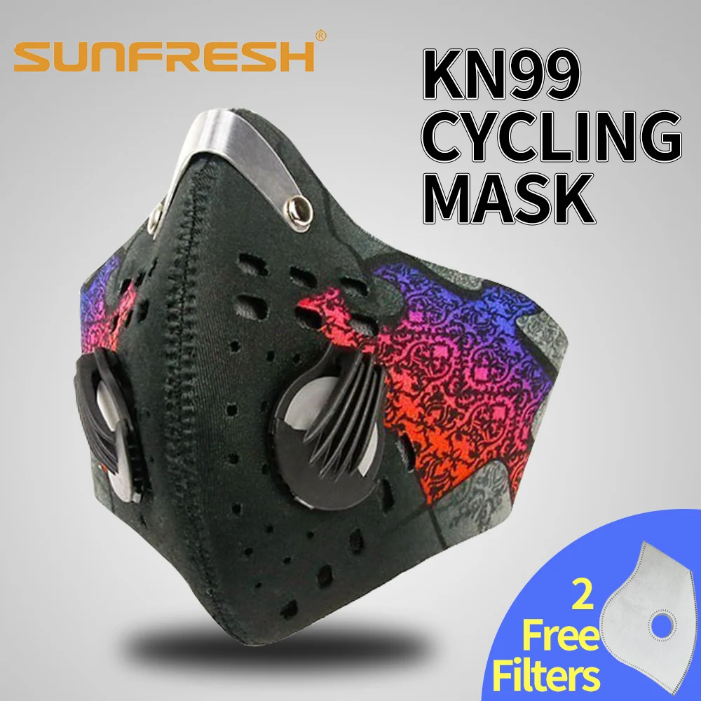 

Respirator with 4 Carbon N99 Filters for Pollution Pollen Allergy Woodworking Running Washable Neoprene Half Face mouth Mask