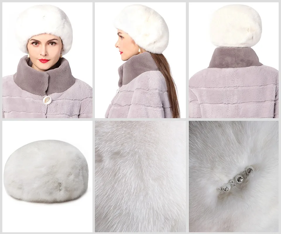 Реального норки меховые шапки для зимних женщин меховая шапка с бриллиантом новая мода octagon норки берет России хорошее качество элегантный шляпа