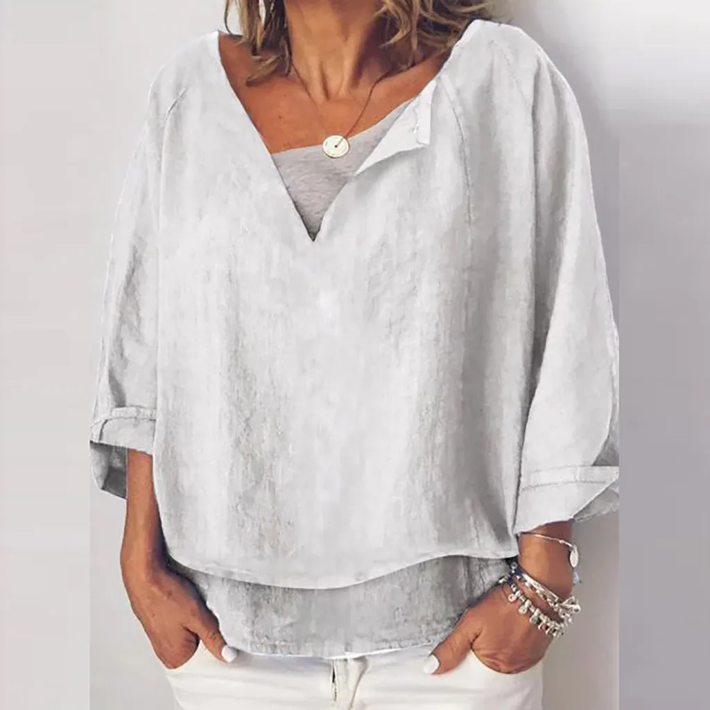 

Tee Shirt Femme 2019 T-shirt Women Summer Cotton Plus Size Clothing Tops De Mulher Fashion Ladies Solid Long Sleeve V-neck Hot