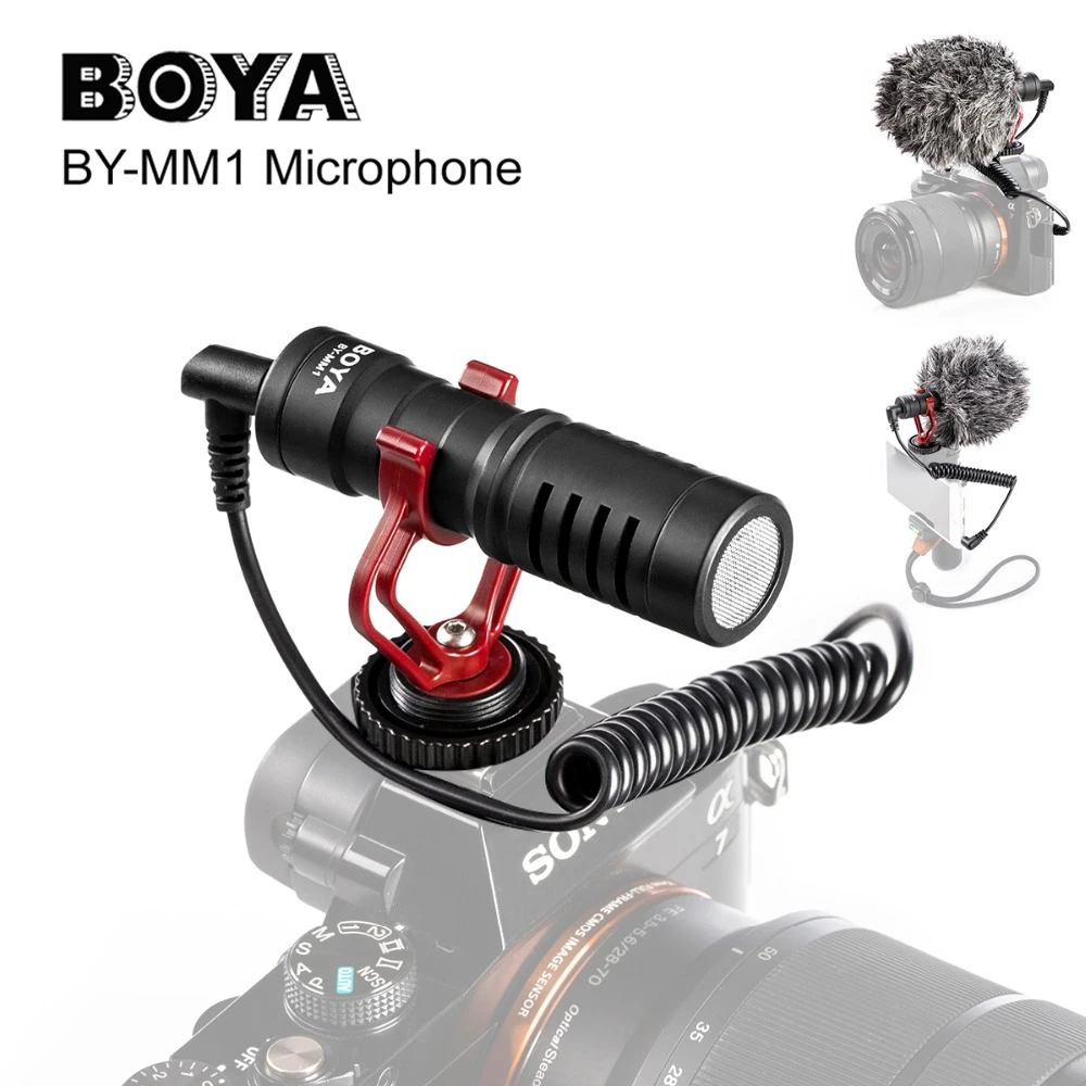 BOYA BY-MM1 Compact On-camera видео микрофон Youtube Vlogging Запись микрофон для iPhone Nikon Canon DSLR Smooth Q стабилизатор Feiyu