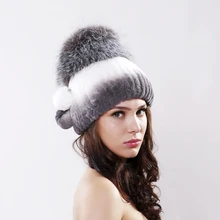 Девушка зима меховая шапка трикотажные рекс кролика hat для женщин silver fox мех корона крышек beanies 2016 новый меховой моды caps