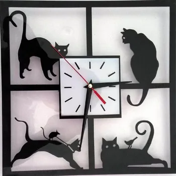 

Funlife Black Cat 3D Creative Cartoon Decorative Table Simple Modern Creative Wall Clock Mirror Quartz c