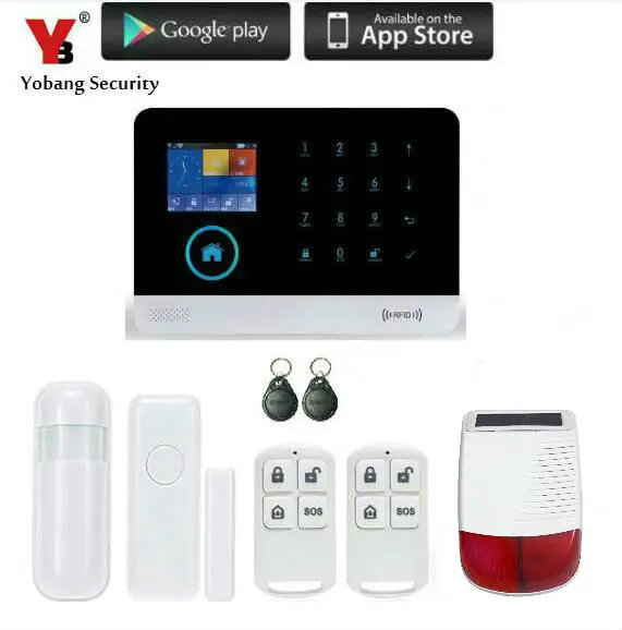 Yobang Security- ISO Android App WIFI Alarma GSM GPRS Home Alarm System Remote Control Door/Window Sensors/Outdoor Solar Siren