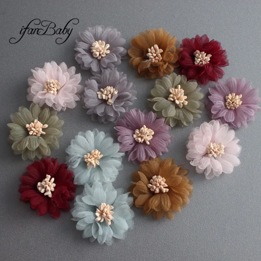 

unfinished craft fabric flower Organza stamen hair flower