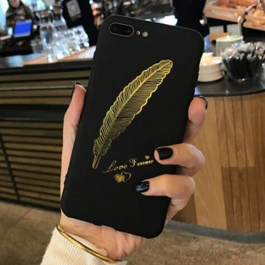

Feather Bikes Gold Stickers Phone Case For iphone X Xs Case For iphone 6 S 7 7Plus 6S 6Plus 8 8Plus Soft Silicone Matte Cover