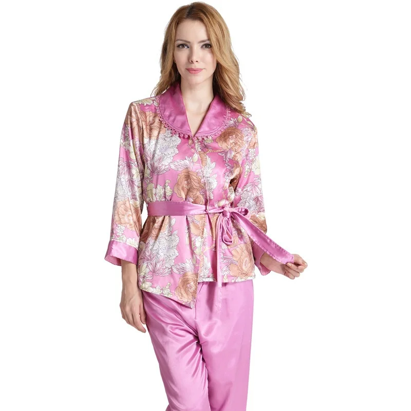 Элегантные Бархатные пижамы для женщин пижамы Осень и зима Домашняя одежда дамы с длинным рукавом пижамный комплект цветочным Принто