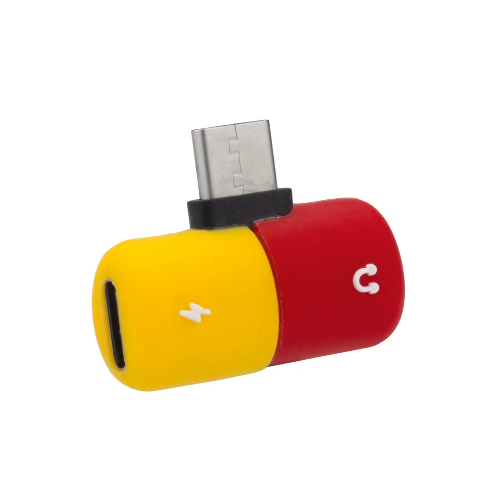 Капсула таблетки 2 в 1 Наушники Аксессуары зарядный кабель Тип c otg usb c до 3,5 мм Адаптер наушников Аудио зарядки сплиттер уха