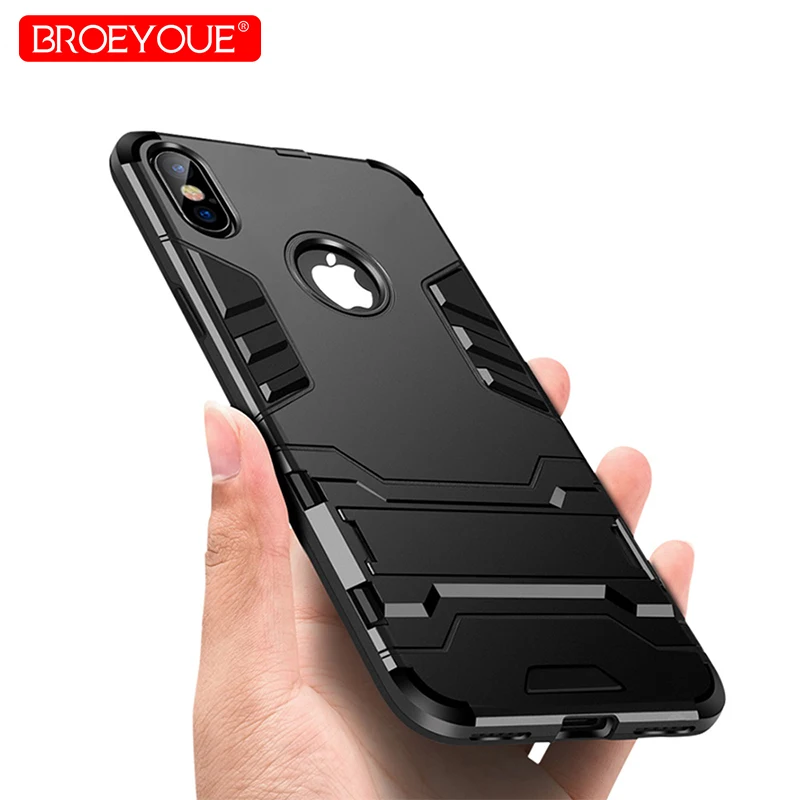 

BROEYOUE Armor Case For iPhone 5 SE 6 6S Plus 7 8 Plus X Hybrid Silicone Hard Iron Man Rubber Slim Protective Phone Back Cover