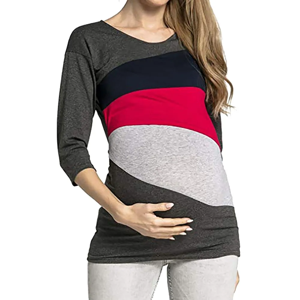 ARLONEET для грудного вскармливания одежда женская средства ухода за кожей для будущих мам конверт для младенца топ цвет блок двойной слои Блузка Футболка L1031