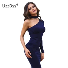 2018 de Um ombro vestido de Alta pescoço branco vestidos de festa preto sexy clube bodycon vestido bandage outono inverno vestido mulheres vestidos