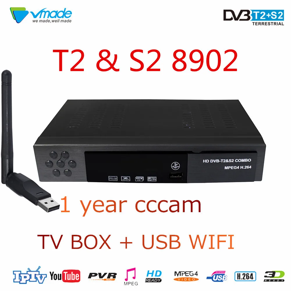 

1 Year Europe C-line Server T2&S2-8902 HD Digital Terrestrial Satellite Receiver Spain Portugal Dobly Full HD 1080p TV box wifi