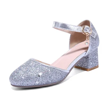 

Fashion in the sequins female 2019 spring and summer new product with thick with the size code 30-44 hollow buckle with sandals