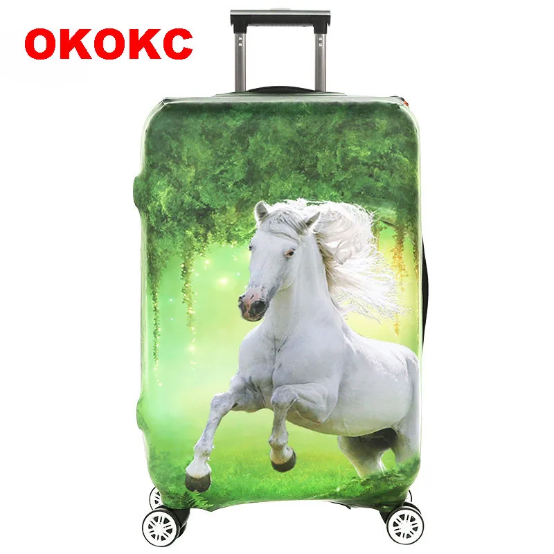 

OKOKC Horse Thickest Protective Luggage Cover Waterproof Travel Luggage Cover Suit for 18-30'' Case Elastic Suitcase Cover