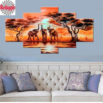 

diy diamond painting diamond embroidery the African elephants painting animal cross stitch full square mosaic home room decor