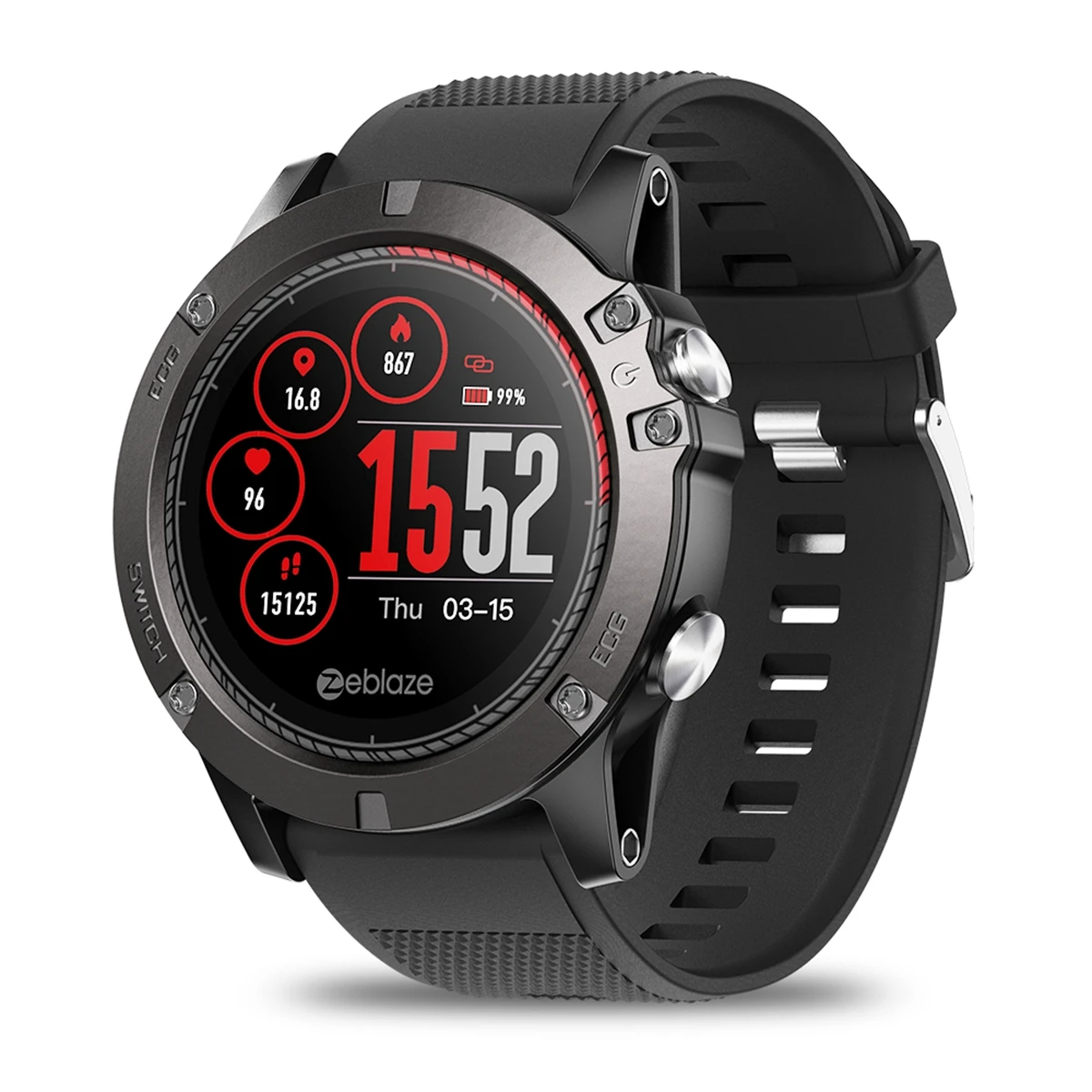 

Smart Watch Men Waterproof Sport Bluetooth 4.0 Zeblaze VIBE 3 ECG IPS Color Display Smartwatch GREENCELL Heart Rate Algorithm