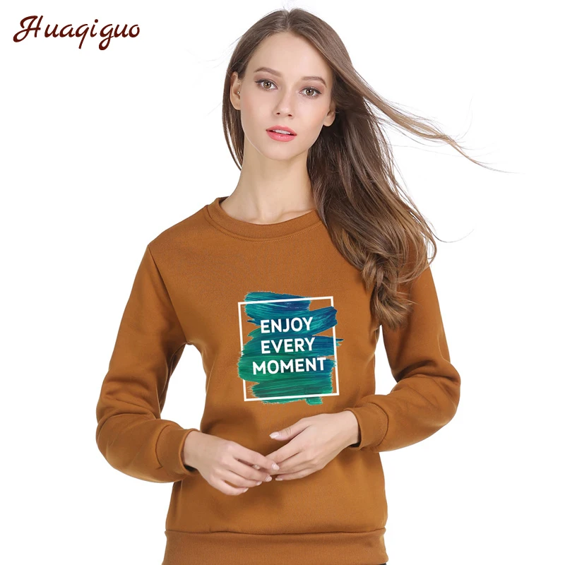 

Harajuku Style 2017 Korean Winter Sweatshirts Women Letters Printed Autumn Enjoy Every Moment Fleece Hoodies Drop Shipping