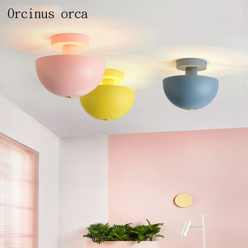 

Nordic modern simple color mushroom ceiling lamp living room corridor creative personality LED cartoon ceiling lamp