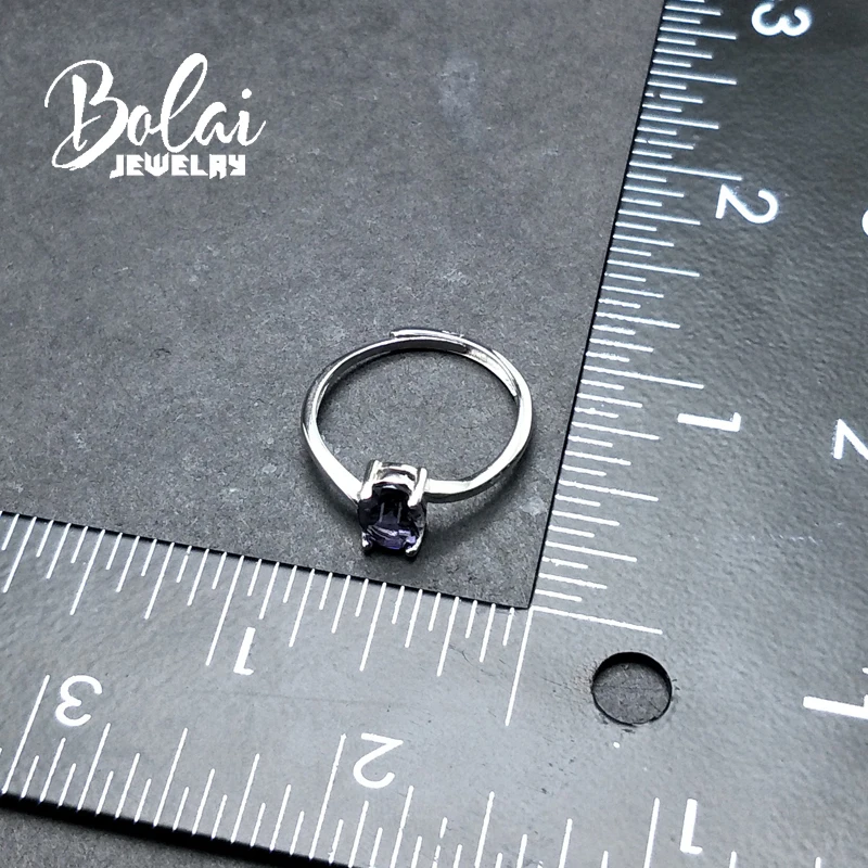 Bolaijewelry, натуральный голубой иолит oval6* 8 мм драгоценный камень простое кольцо 925 стерлингового серебра ювелирные украшения для женщин Повседневная одежда Вечерние подарок