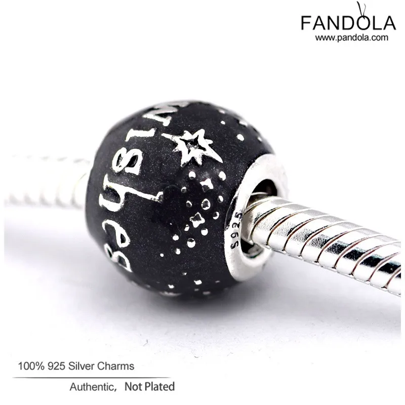 

DIY Fits For Pandora Bracelet Silver "Wishes" Charms 100% 925 Sterling Silver Fashion Beads Jewelry For Women Free Shipping