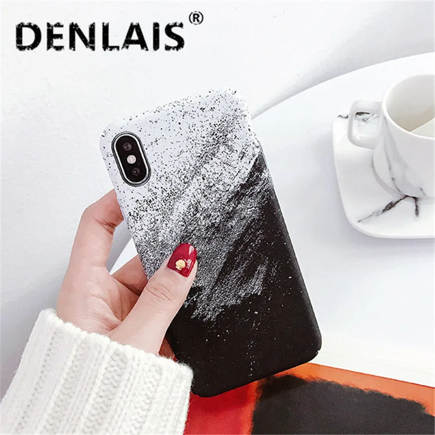 Fashion Gradient Black White Marble Case For Samsung Galaxy Note 9 Retro Matte Hard PC Phone 8 Note9 |