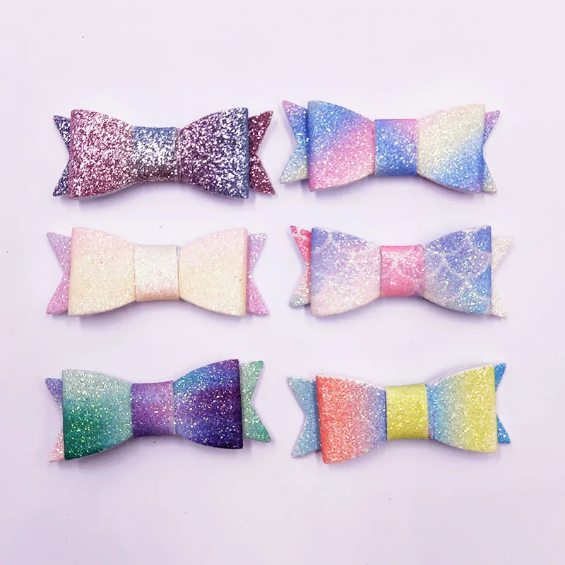 

24pcs/lot 5*2cm Glitter Bowknot Appliques for Headwear Boutique Hair Accessories