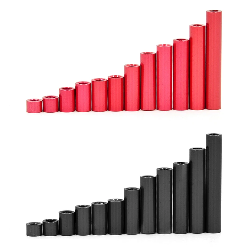 10 шт./лот M3* 4/5/8/10/11/12/16/20/23/25/30/32/35/37/40/50(диаметр = 5 мм) черная или красная алюминиевая разделительная стойка с длинной гайкой