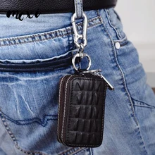 Moxi Женский и брелок для ключей для мужчин из натуральной кожи автомобильный кошелек для ключей Аллигатор Двойная Цепочка кошелек-брелок для ключей унисекс чехол для ключей конфетный цвет