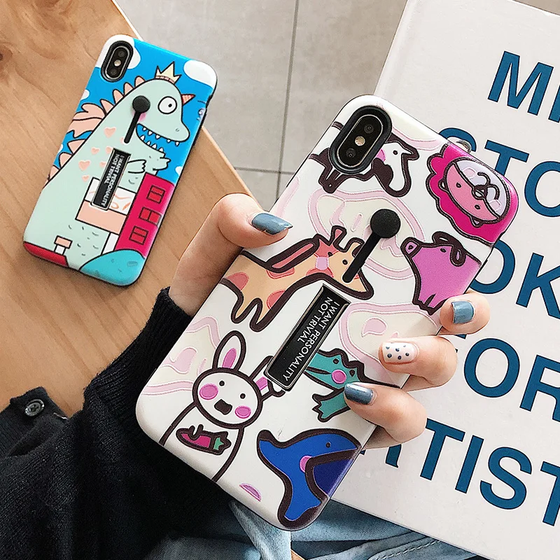 

Cartoon Cover For Huawei P20 Lite Case P10 Pro Plus Nova 2S 3 3I 3E MATE ON Honor 10 Cases Cute Dinosaur Hide Stand Ring Coque