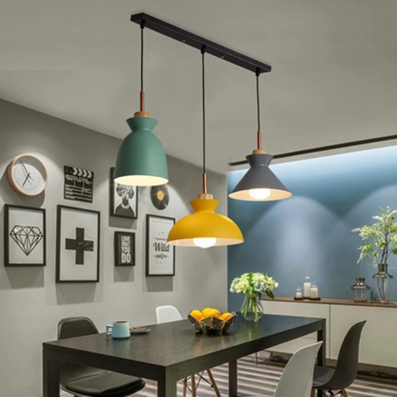 مجموعة من 3 طاولة طعام مصباح أضواء المعكرون الملونة LED الحديثة قلادة مصباح Hanglamp ل المطبخ جزيرة السقف غرفة الإضاءة