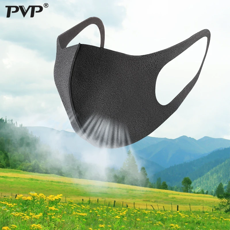 

PVP 3 Pcs Black Mouth Mask Breathable Unisex Sponge Face Mask Reusable Anti Pollution Face Shield Wind Proof Mouth Cover