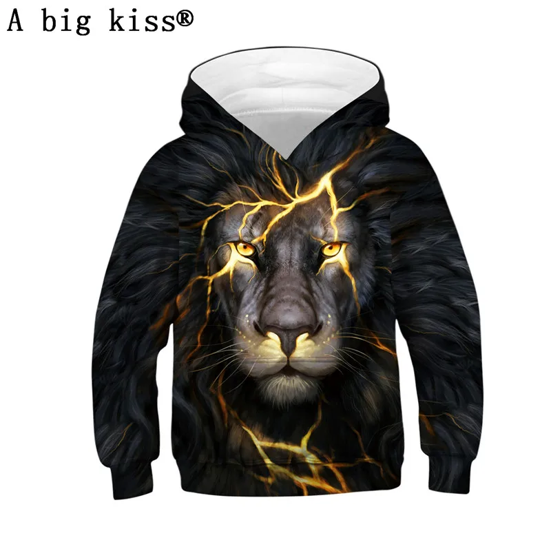 

Explosion lion head digital print children's sweater sweater Europe and America large size sweatshirt boys 3D sweatshirts