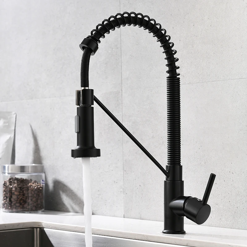 FLG Kitchen Faucet Dual Function Single Handle Pull-Down Sprayhead Black Brushed Nikcle Kitchen Sink Bar Sink Mixer Tap1009-33B