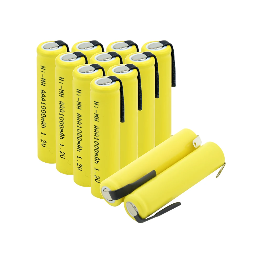 1,2 v AAA 3A NIMH 1000mah AAA аккумуляторная батарея aaa Ni-MH батареи аккумуляторная батарея с вкладками для игрушек бритва