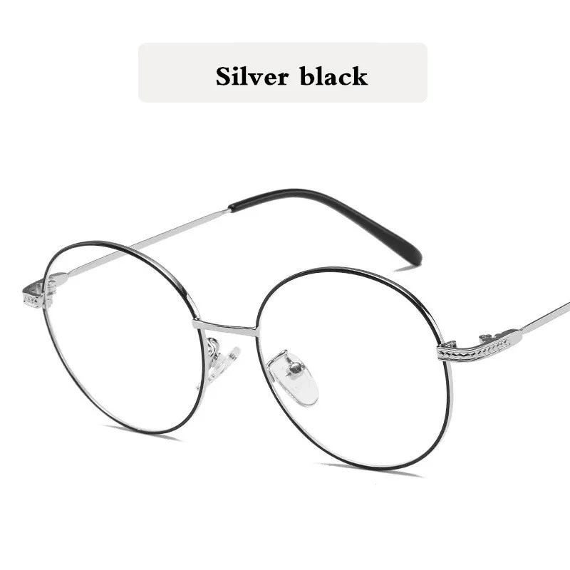 Blu-Ray классическая круглая оправа металлические оптические брендовые дизайнерские женские очки оправа очки компьютерные очки мужские аксессуары - Цвет оправы: Silver black