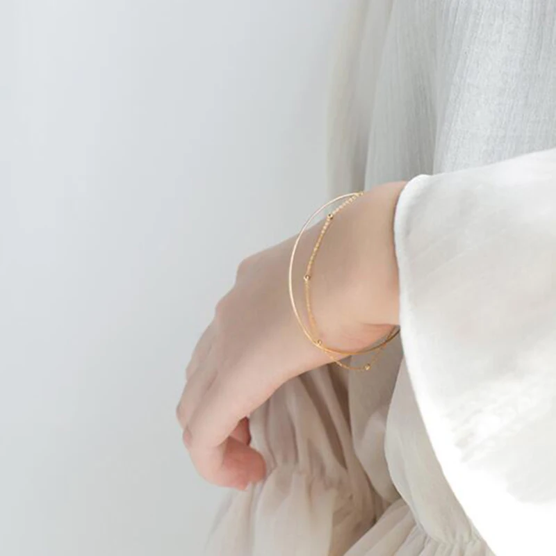 Летний двухслойный Браслет-манжета для женщин ювелирные изделия из стерлингового серебра 925 пробы Свадебные аксессуары браслет женский Bijoux