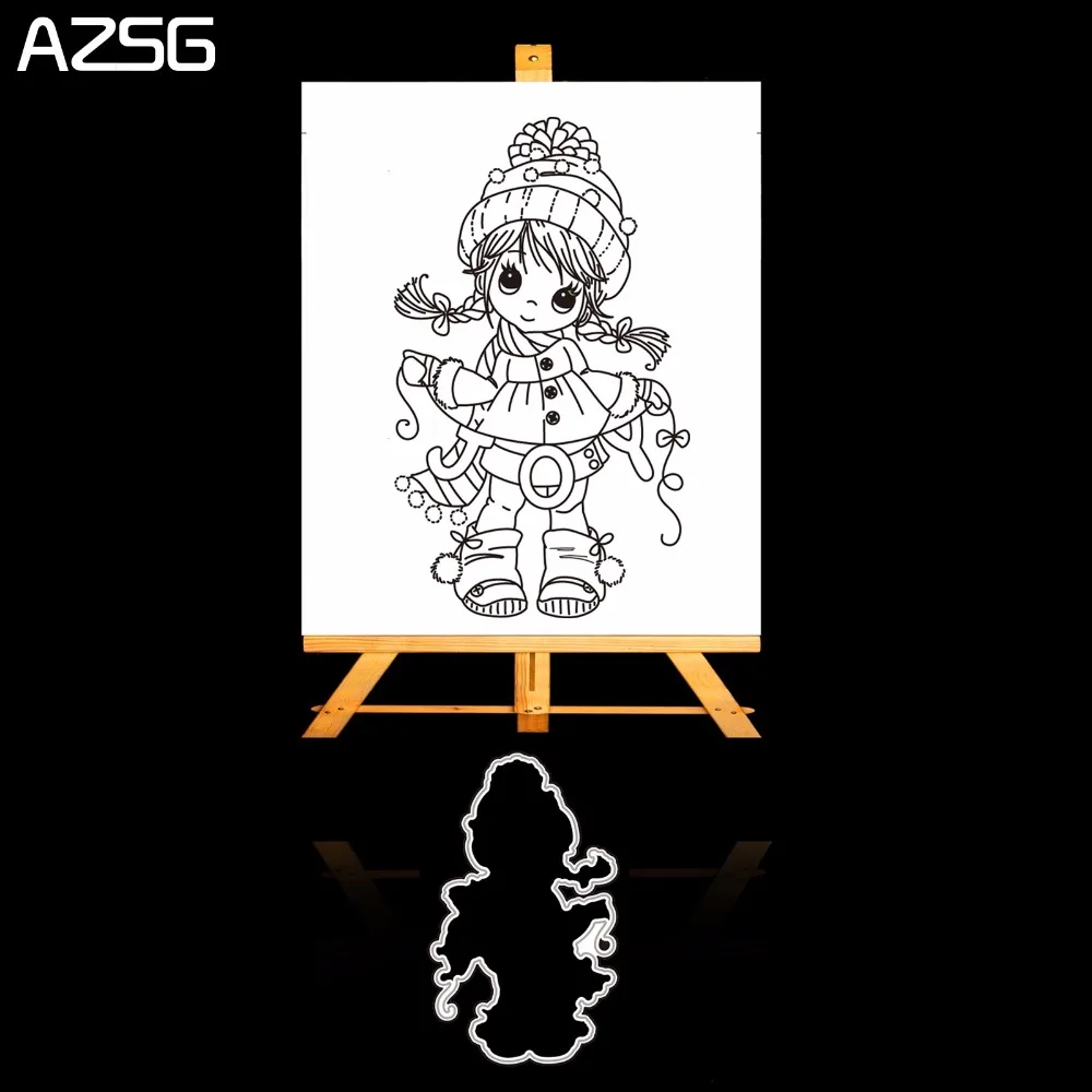 

Beautiful Winter Girl Metal Cutting Dies and Clear Stamp Set for DIY Scrapbooking Photo Album Decoretive Embossing Stencial