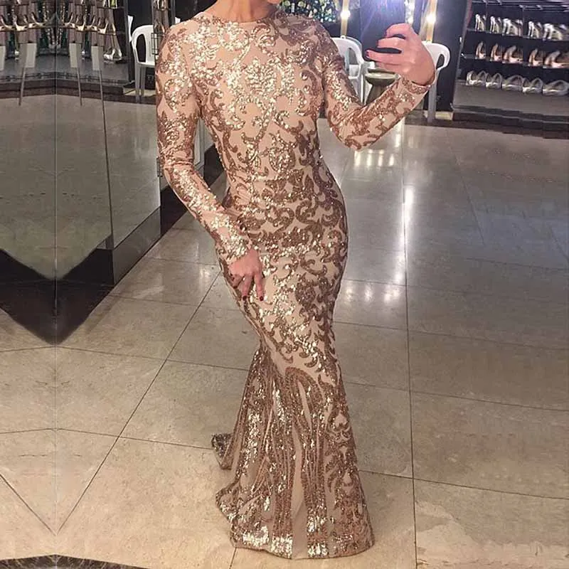 Robes Manches Géométrique Paillettes Robe Étage Longueur Fête Pleine Maxi De Or O Soirée Cou ybYf76gv