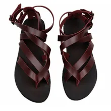 Летние мужские новые модные сандалии в английском стиле; римские кожаные сандалии на плоской подошве; мужские сандалии на ремешке с пряжкой;