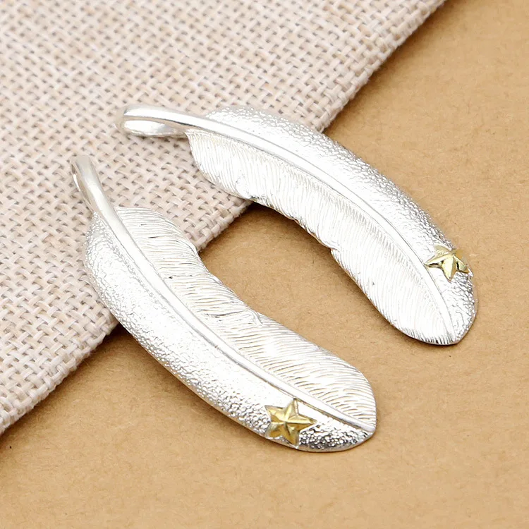 

2019 Asg Choker Necklace Wholesale S925 Jewelry Fashion Japanese And Korean Su Pentagon Feather Necklace Hanging For Men Women