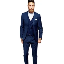 Новое поступление для мужчин в стиле смокинга Синий Свадебные костюмы для мужчин 3 предмета в комплекте для мужчин костюмы slim fit монинг жениха костюмы, смокинги для мужчин