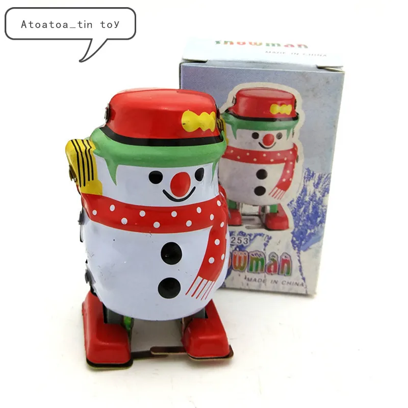 Classic Christmas Tin Wind Up Clockwork Toys snowman robot Wind up Tin Toy For Children Adults 