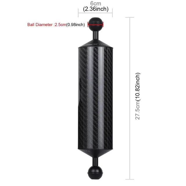 Run Shuangyu 12in Carbon Fiber 1in Dual Ball Floating Arm for Buoyancy Underwater Camera System