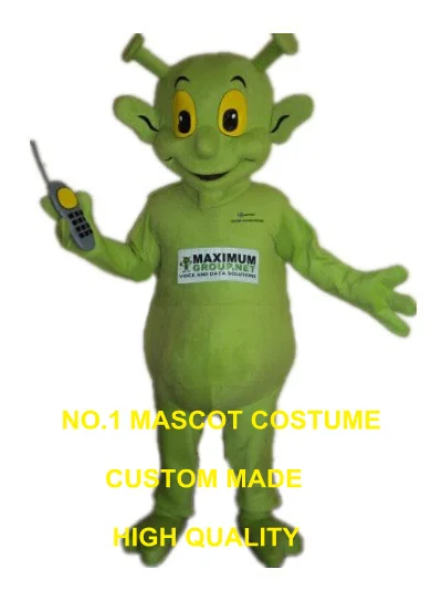 Green Alien Mascot Costume Adult Size Factory Custom Extraterrestrial