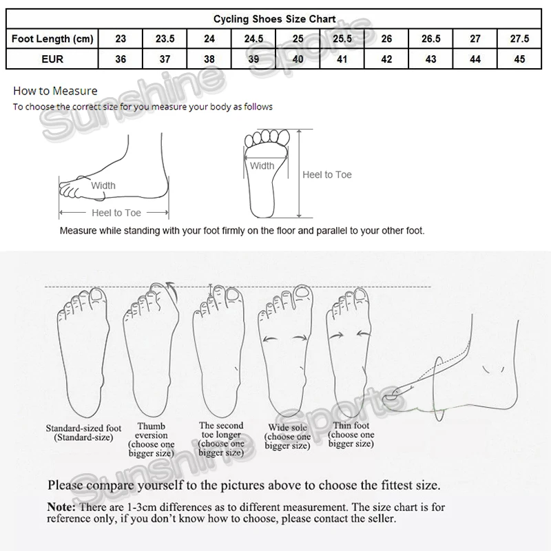 Road Cycling Shoe Size Chart