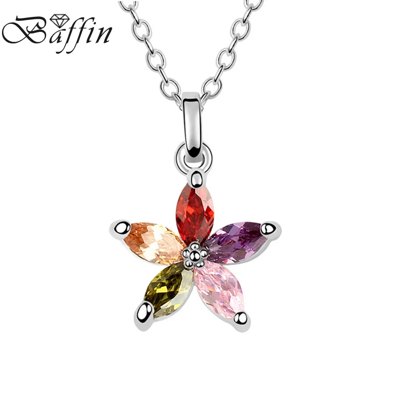 

BAFFIN Bohemian Summer Style Flower Pendant Collier Cubic Zircon Choker for Women Bijoux